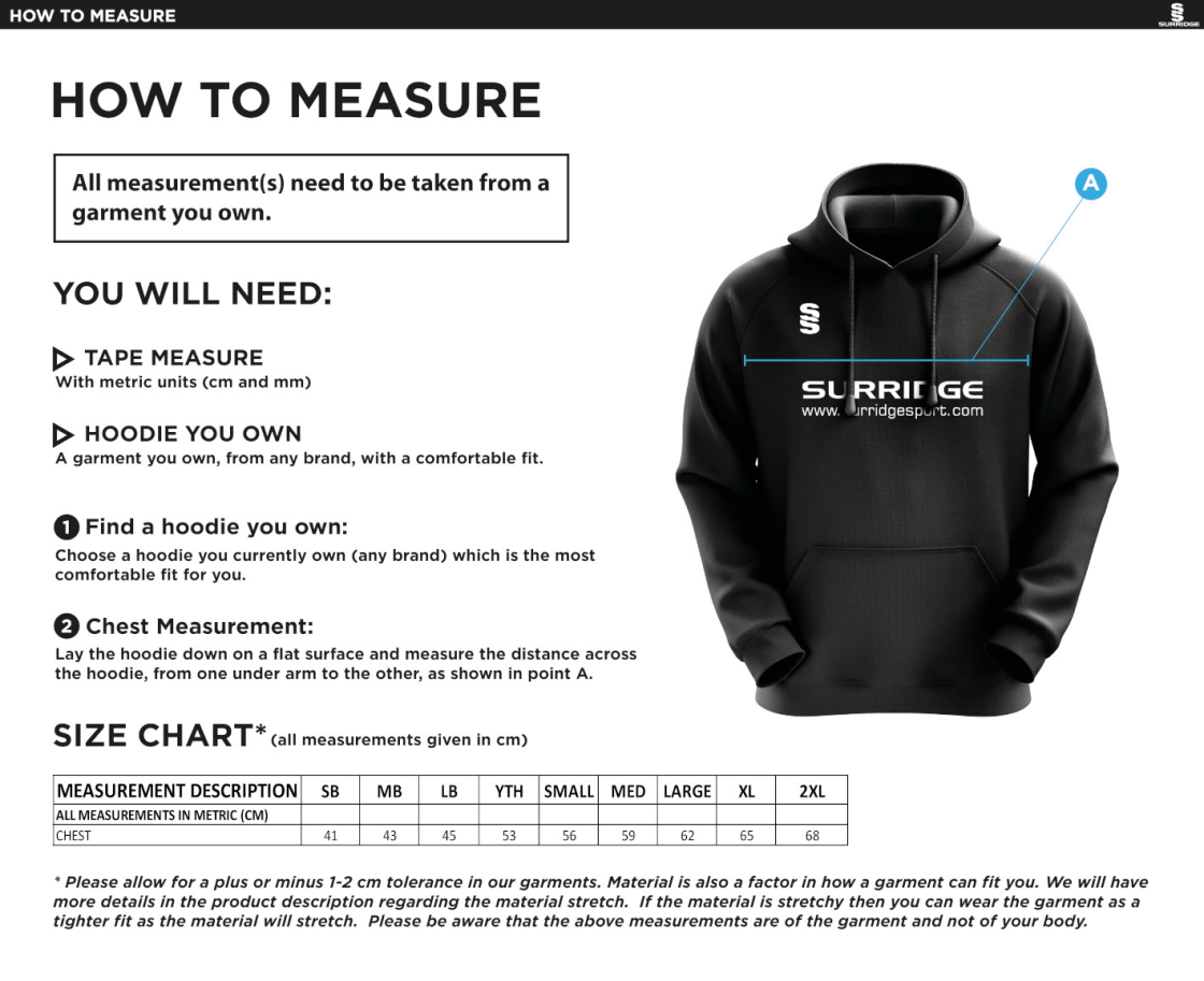 Enfield CC - Blade Hoodie - Size Guide