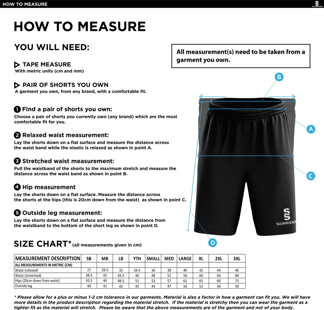 Enfield CC - Leisure Short - Size Guide